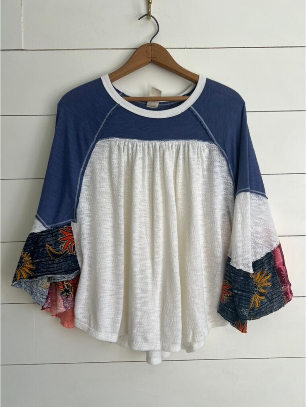 We The Free Free People Friday Fever Contrast Patchwork Top Size S Boho Chic